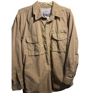 Field & Stream Men’s L Brown Long Sleeve Mesh Vented Cotton Nylon Fishing Shirt